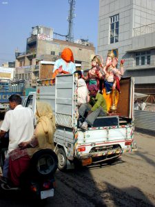 A jagran party carrying Hindu Gods near Nangloi mode, New delhi