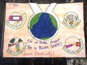 Shrishti stood first under 13-17 year age group poster making competition theme was "Save Electricity"