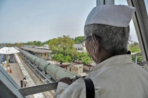 A train carrying water waits to depart for to drought-hit Latur district, from Miraj station in Sangli on April 18, 2016. Latur is one of the most affected in India by the drought created by the El Nino phenomenon.