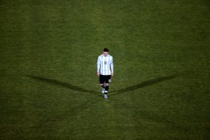 Argentina's Lionel Messi reacts after his team's loss to Chile in their Copa America 2015 final at the National Stadium in Santiago, Chile, on July 4, 2015.