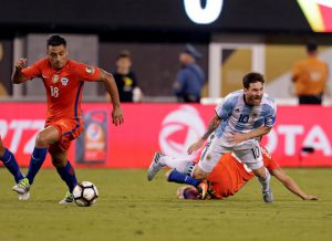 Argentina midfielder Lionel Messi (10) during the 2016 Copa America Centenario final against Chile at MetLife Stadium.