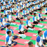 Large number of participants performing Yoga during the 2nd international Day of Yoga, organised at Capitol Complex in Chandigarh