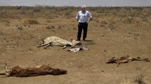 U.N. humanitarian chief Stephen O'Brien inspects the carcasses of dead cows in the drought-affected village of Bandarero, near Moyale town on the Ethiopian border, in northern Kenya . O'Brien said he is confident the United States will step up and donate to aid appeals amid concerns of possible foreign aid cuts under President Donald Trump