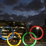 Olympic rings are seen at the entrance of office building ahead of the Rio 2016 Olympic Games, in Sao Paulo, Brazil, on July 19, 2016.