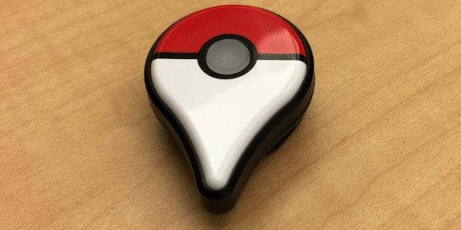 The Pokémon Go Plus, a wearable device that allows the player to perform certain actions without using a smart device