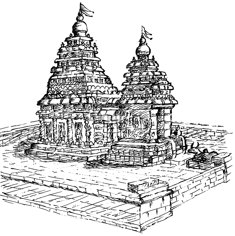 Рисунки древней индии. Храм Махабалипурам Индия рисунок. Силуэты индийских храмов. Архитектура древней Индии. Набросок индийского храма.