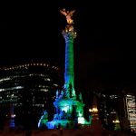 The ‘Angel de la Independencia’ monument is seen lit in the colours of Brazils flag in homage to 2016 Rio Olympics, in Mexico City, Mexico, on August 4, 2016. The 31st Summer Olympics starts on August 5 in Rio, Brazil.