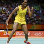 India’s Pusarla V Sindhu reacts during play against Spain’s Carolina Marin during their women’s singles Gold Medal badminton match at the Riocentro stadium in Rio de Janeiro on August 19, 2016, for the Rio 2016 Olympic Games. World No 1 Marin beat Sindhu 19-21, 21-12, 21-15 to win gold