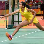 India’s Pusarla V Sindhu returns against Spain’s Carolina during their women’s singles Gold Medal badminton match at the Riocentro stadium in Rio de Janeiro on August 19, 2016, for the Rio 2016 Olympic Games. World No 1 Marin beat Sindhu 19-21, 21-12, 21-15 to win gold.