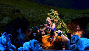 Indian actor and classical dancer Shobana performs a dance drama Krishna on occasion of Krishna Janmashtami celebrations in Chennai on August 25, 2016