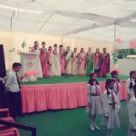 School teachers of SD Academy, Gorakhpur perform group song on the occasion of 15th august