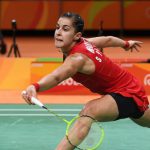 Spain’s Carolina Marin returns against India’s Pusarla V Sindhu during their women’s singles Gold Medal badminton match at the Riocentro stadium in Rio de Janeiro on August 19, 2016, for the Rio 2016 Olympic Games. World No 1 Marin beat Sindhu 19-21, 21-12, 21-15 to win gold.