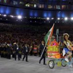 Team India arrives during the opening ceremony for the 2016 Summer Olympics in Rio de Janeiro, Brazil on August 5, 2016.