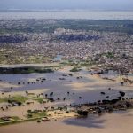 This photo shows an aerial view of flooded-affected city of Allahabad in Uttar Pradesh on August 21, 2016