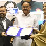 Vice President M Venkaiah Naidu presents Best Actress award to actress Keerthy Suresh for her role in Mahanati during the 66th National Film Awards function at Vigyan Bhavan in New Delhi
