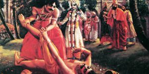 Krishna and Jarasandha - Bheema killed Jarasandha in wrestling match