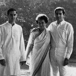 Indira Gandhi along with sons Sanjay and Rajiv Gandhi at their home in New Delhi in the late 1970s