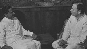 Prime Minister Rajiv Gandhi with Sri Lanka PM Ranasinghe Premadasa in 1988. He signed Indo-Sri Lanka accord in 1987 to help the Sri Lankan government end the civil war between Liberation Tigers of Tamil Eelam (LTTE) and the Sri Lankan military