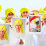 Schoolgirls dressed up as Shahid Bhagat Singh on Martyrdom Day