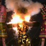 An effigy bearing the image of Pakistan’s Prime Minister Nawaz Sharif in the likeness of Ravana the Hindu demon king, stuffed with fire crackers burns at a gathering in Amritsar on October 11, 2016 on the occasion of the Hindu festival of Dussehra.