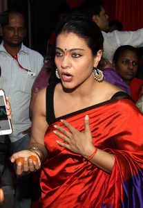 Bollywood actress Kajol Devgn attends celebrations of the North Bombay Sarbojanin Durga Puja in Mumbai on October 9, 2016.