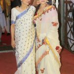Bollywood actress Tanuja and Sharbani Mukherjee attend Durga Puja celebrations at North Bombay Sarbojanin Durga Puja Samiti 2016 in Mumbai on October 9, 2016.