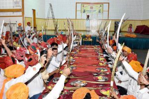India’s Rajputs worship weapons on Vijaya Dashmi festival in Surat, Gujarat, on October 11, 2016.