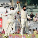 India’s cricket captain Virat Kohli (L) and Ravindra Jadeja celebrate after winning the fifth and final Test cricket match between India and England at the M.A. Chidambaram Stadium in Chennai on December 20, 2016.