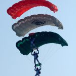 Indian Air Force’s Akash Ganga diving team performs at the 84th Air Force Day parade at the Hindon air base on the outskirts of New Delhi on October 8, 2016.
