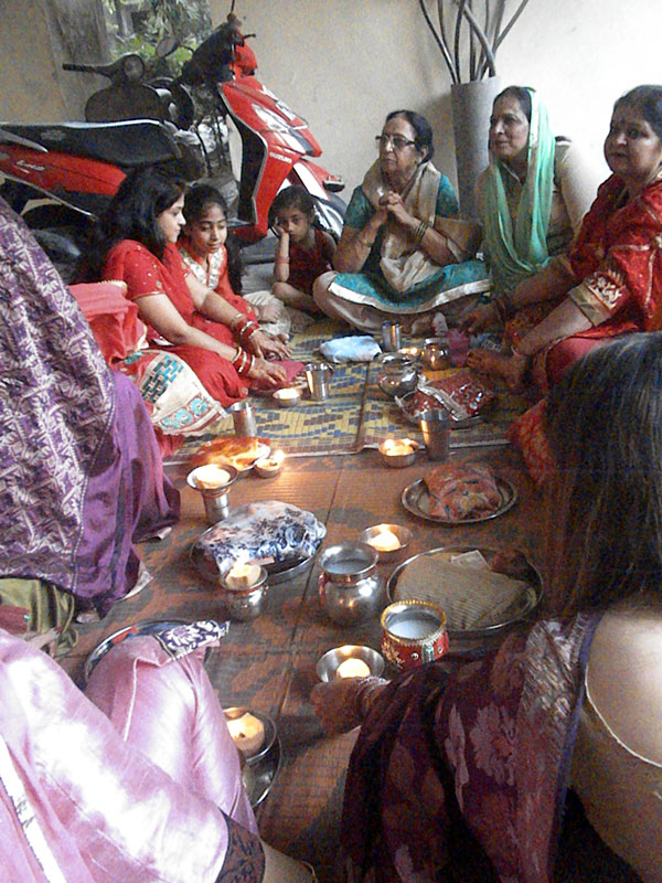 Karwa Chauth Puja being held at Cosy Apartments, Sector 9, Rohini, New Delhi