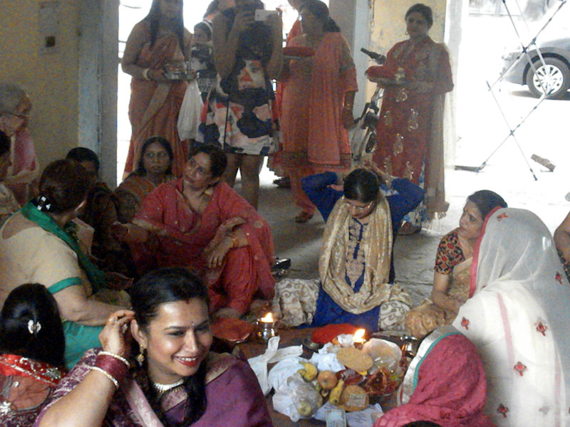 Karwa Chauth Puja being held at Cosy Apartments, Sector 9, Rohini, New Delhi