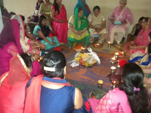 Karwa Chauth Puja being held at Cosy Apartments, Sector 9, Rohini, New Delhi