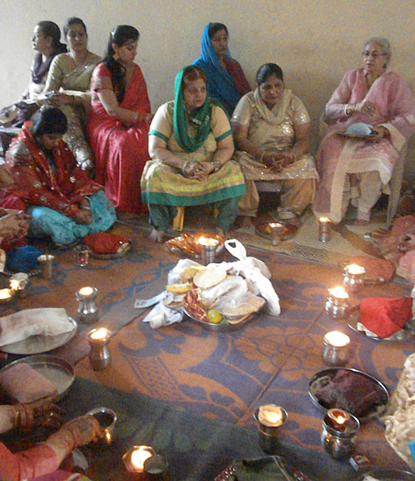 Karwa Chauth Puja being held at Cosy Apartments, Sector 9, Rohini, New Delhi