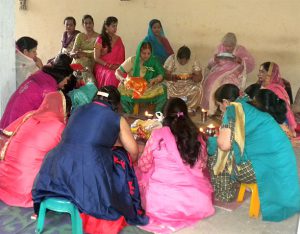 Karwa Chauth Puja being held at Cosy Apartments, Sector 9, Rohini, New Delhi
