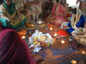 Karwa Chauth Puja being held at Cosy Apartments, Sector 9, Rohini, New Delhi