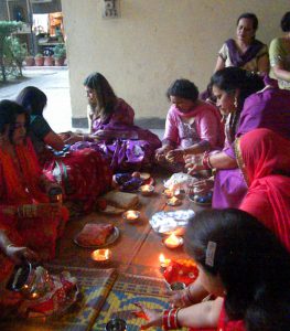 Karwa Chauth Puja being held at Cosy Apartments, Sector 9, Rohini, New Delhi