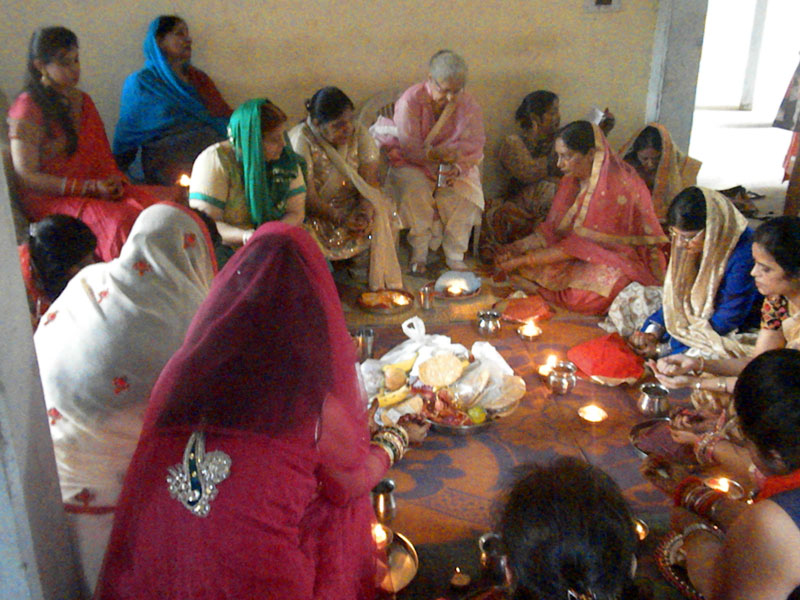 Karwa Chauth Puja being held at Cosy Apartments, Sector 9, Rohini, New Delhi