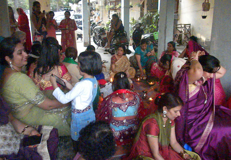 Karwa Chauth Puja being held at Cosy Apartments, Sector 9, Rohini, New Delhi