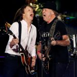 Musicians Paul McCartney (L) and Neil Young perform at Desert Trip music festival at Empire Polo Club in Indio, California, US, on October 8, 2016.