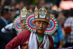 Tribal men dance during the inaugural function of the three-day Tawang festival in Tawang, near the Indo-China border in northeastern Arunachal Pradesh state on October 21, 2016.