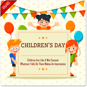 Children's day greeting card with funny message