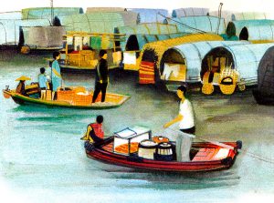 Even boats are used for a lively barter trade