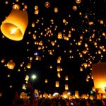 Floating lanterns are pictured during the festival of Yee Peng in the northern capital of Chiang Mai, Thailand on November 14.