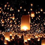 Floating lanterns are pictured during the festival of Yee Peng in the northern capital of Chiang Mai, Thailand on November 14.