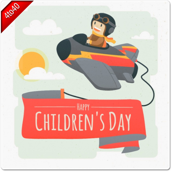 Happy Children's Day celebrations in aeroplane