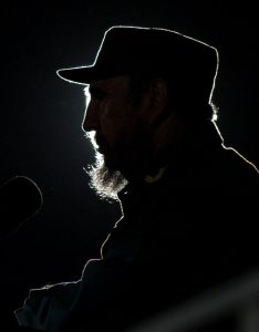 Then Cuban President Fidel Castro addresses the audience during an event with his Venezuelan counterpart Hugo Chavez on Havanas Revolution Square in this February 3, 2006 photo.