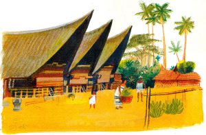 Typical long houses on Kalimantan