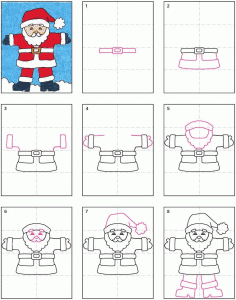 8 steps to draw Santa Claus
