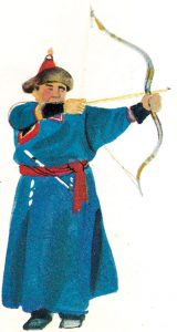 A Mongolian in traditional costume