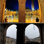 A combination picture shows Aleppo’s Umayyad mosque, Syria, before it was damaged on March 12, 2009, (top) and after it was damaged (bottom) on December 13, 2016.